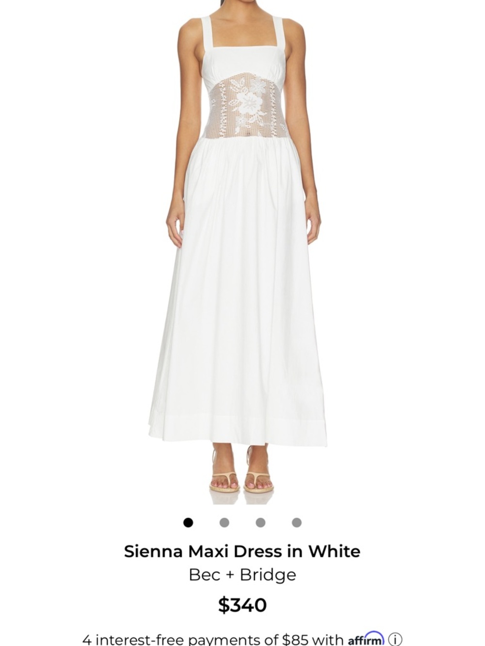 bec + bridge White Lace-Inset Maxi Skirt